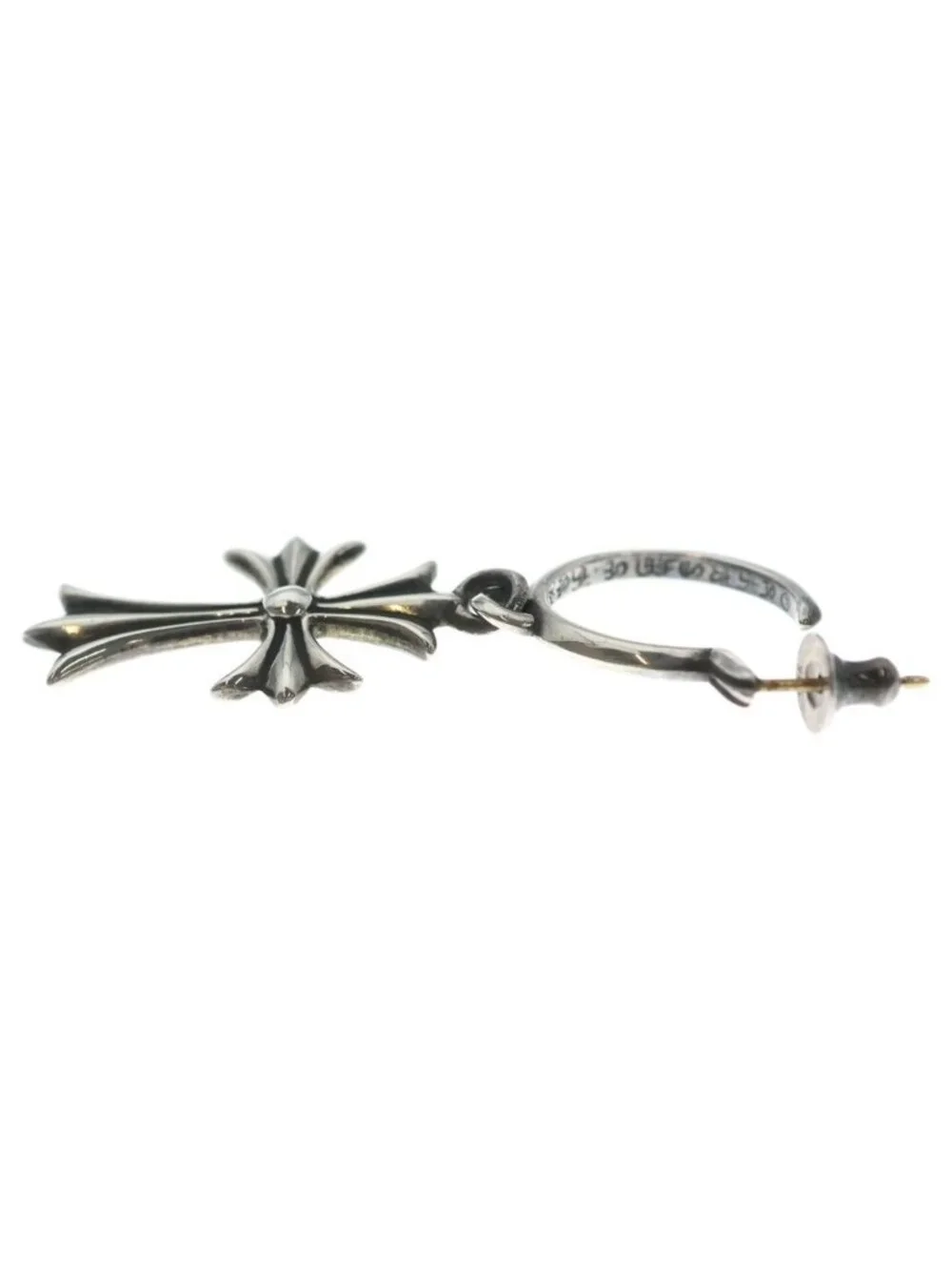 Chrome Hearts Tiny CH Cross Hoop Earrings Silver